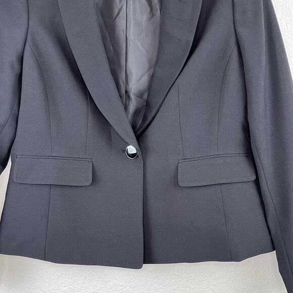 Le Suit Petite Solid Black Single Breasted One Button Short Blazer Jacket 8P NWT - Picture 6 of 16